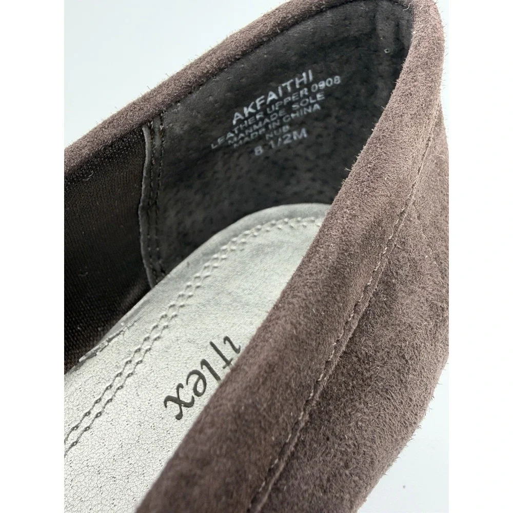 AK Anne Klein iFlex Suede Loafer Flats Brown Comfort Slip-On 8.5M Square Toe NIB